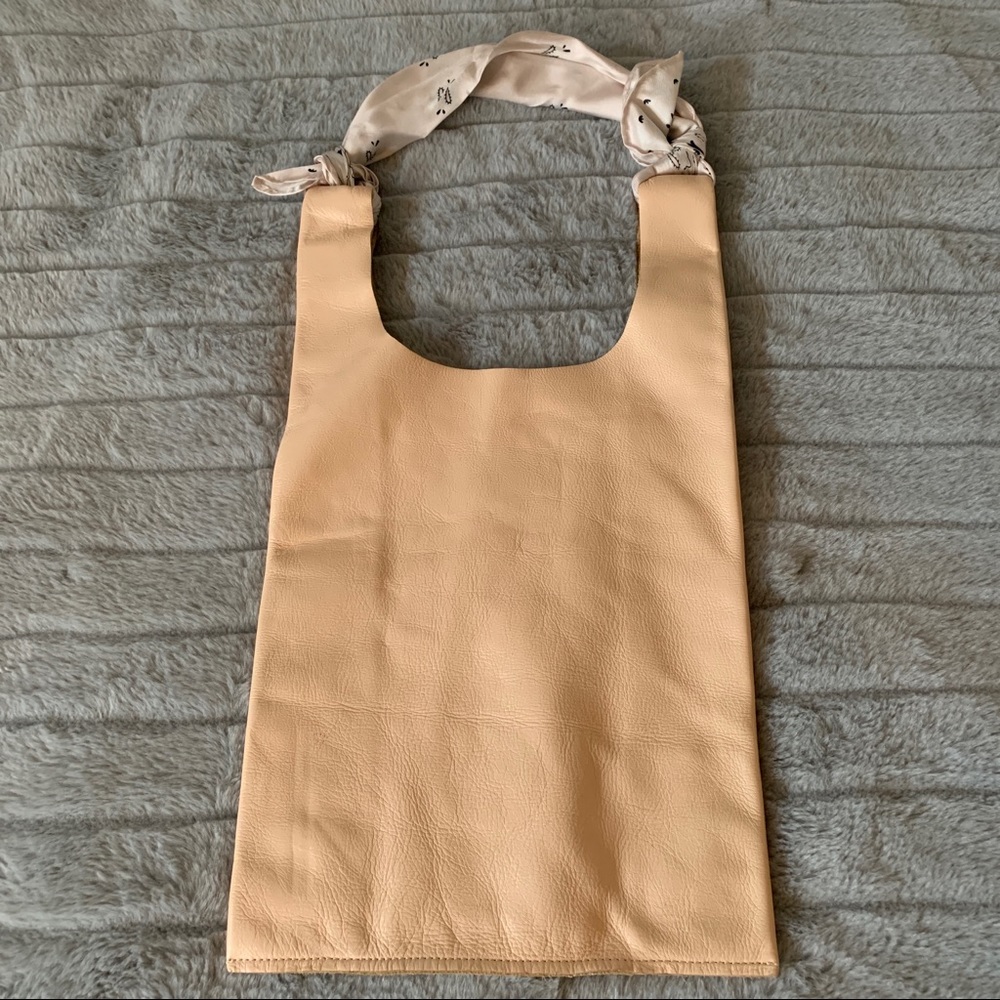 Free People Leather Hobo Bag Bandana Handle Cream